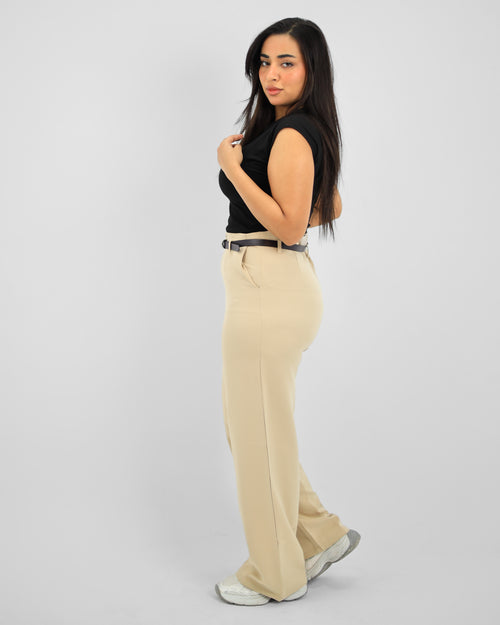 Straight Leg Beige Pant