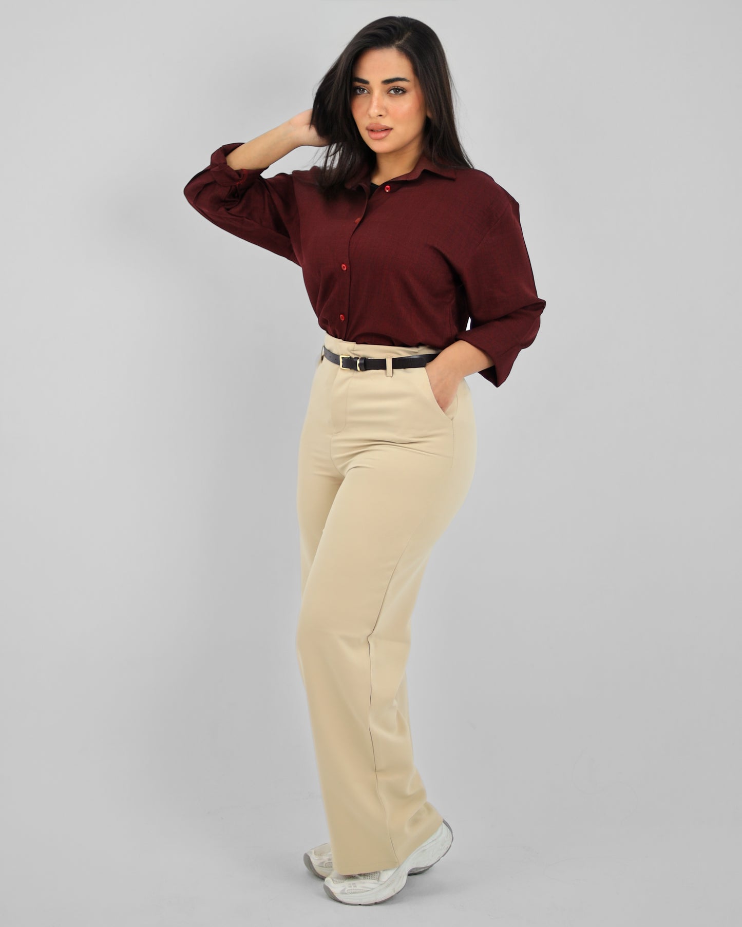 Straight Leg Beige Pant