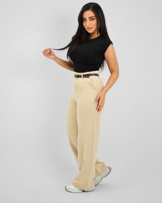 Straight Leg Beige Pant